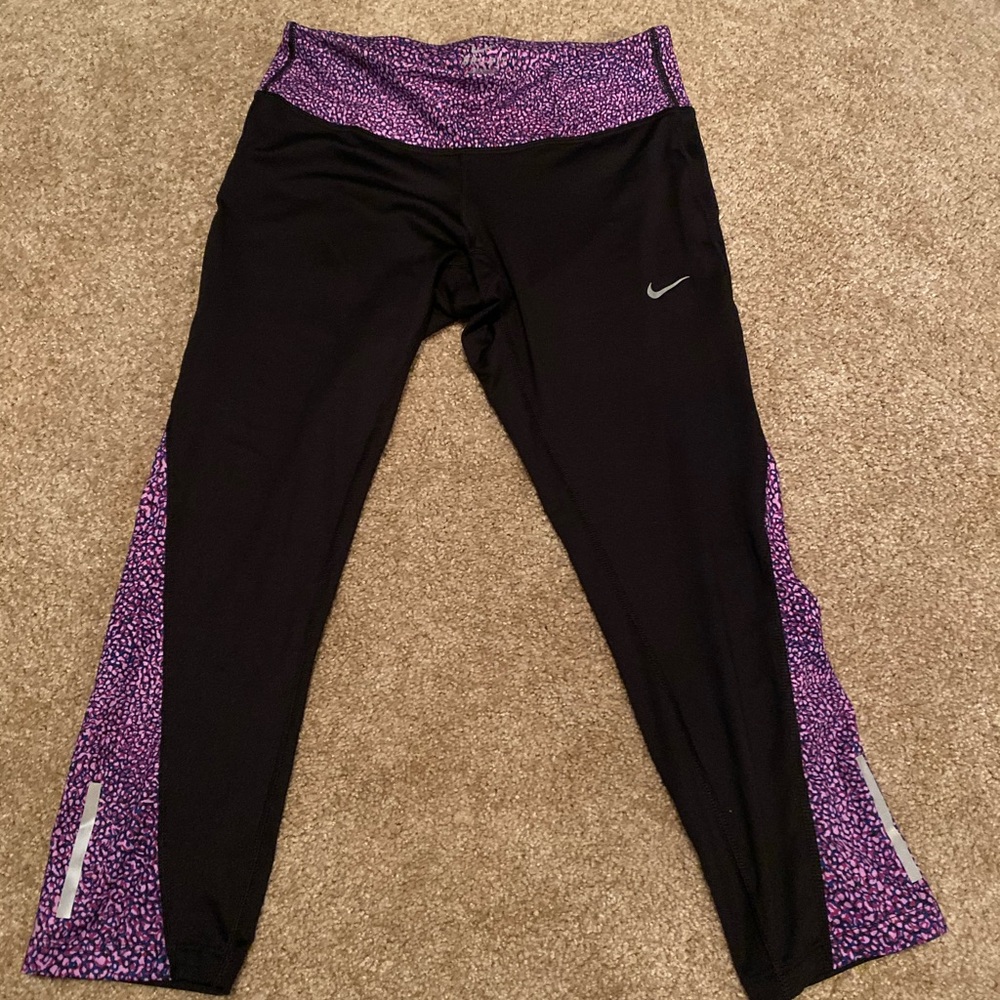 Nike Black and Purple Yoga Pants
